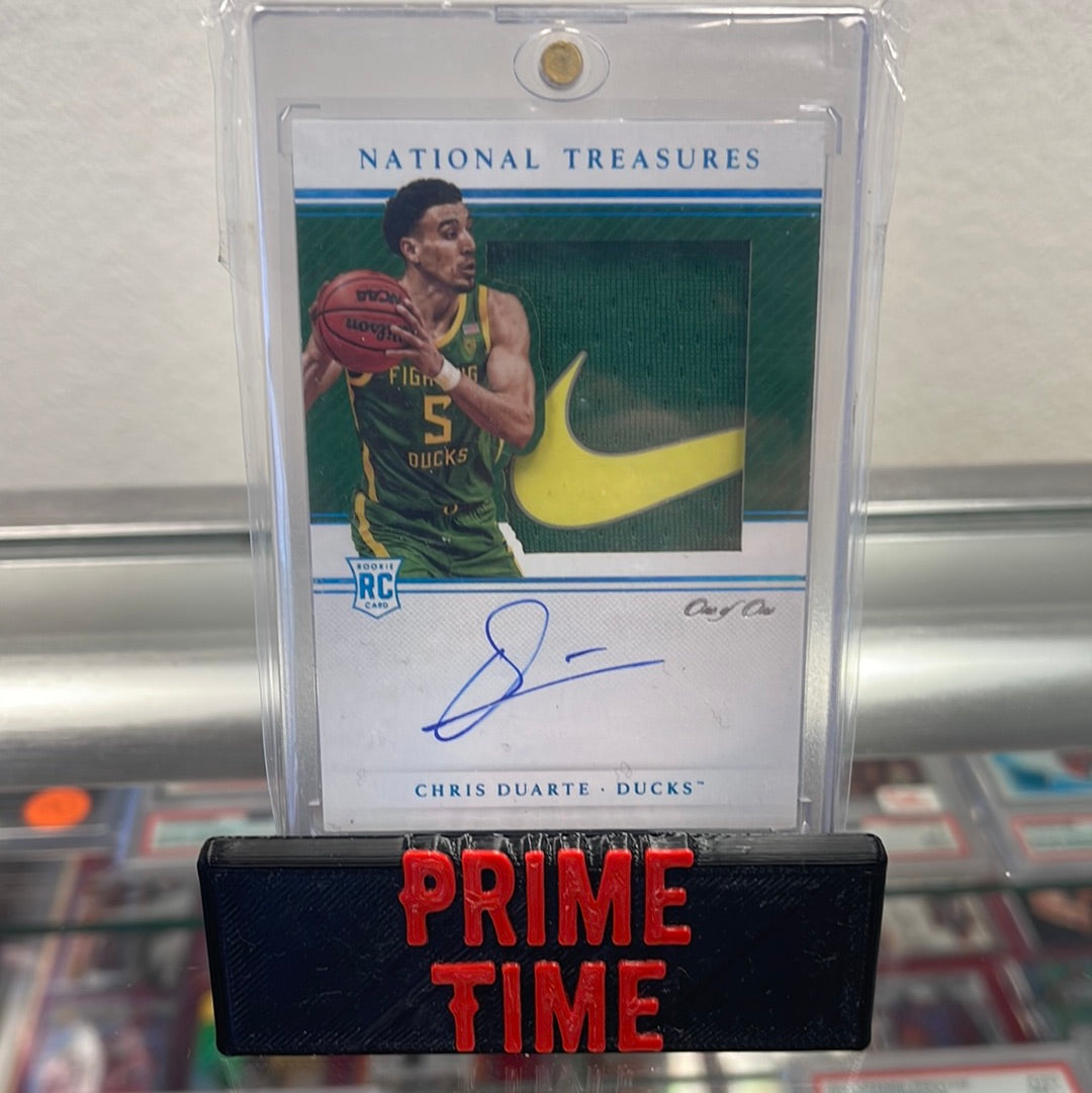 2021 Chris Duarte National Treasures Rookie Nike 1/1 on card Auto