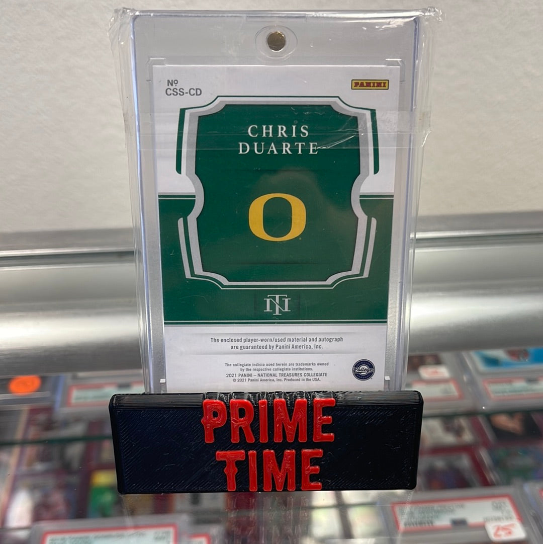 2021 Chris Duarte National Treasures Rookie Nike 1/1 on card Auto