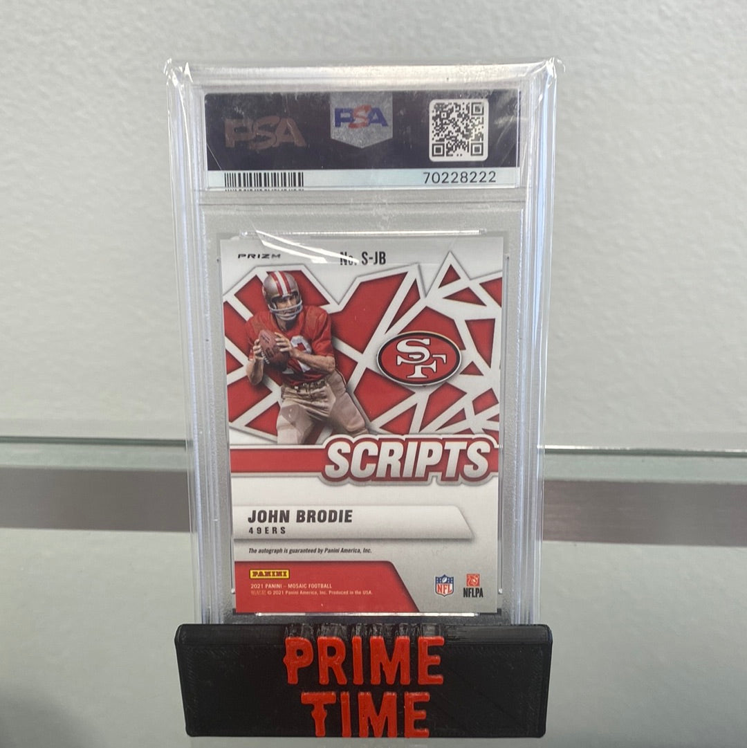 2021 John Brodie Mosaic Scripts Auto PSA 9
