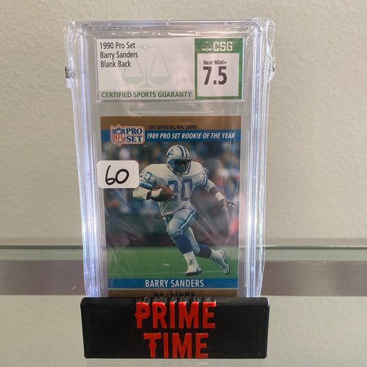 1990 Barry Sanders Pro Set Blank Back CSG 7.5