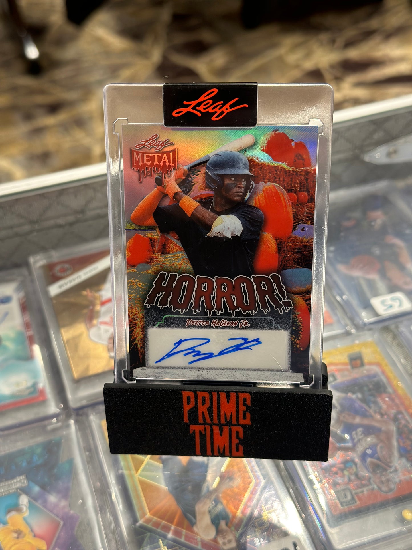 2025 Dexter Mccleon Leaf Metal Horror 1/1 Pumpkin Auto Rare!