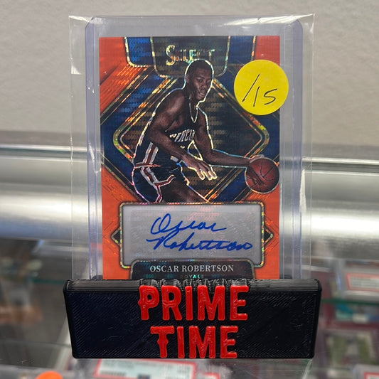 2021 Oscar Robertson Select Prizm Orange Pulsar /15 Auto