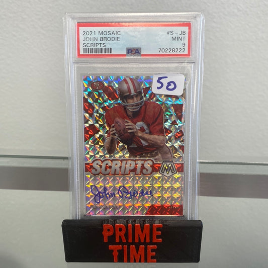 2021 John Brodie Mosaic Scripts Auto PSA 9
