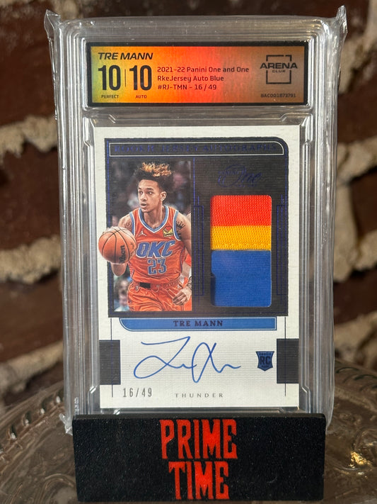 2021 Tre Mann Panini One & One RPA RC On-Card Auto /49 10/10